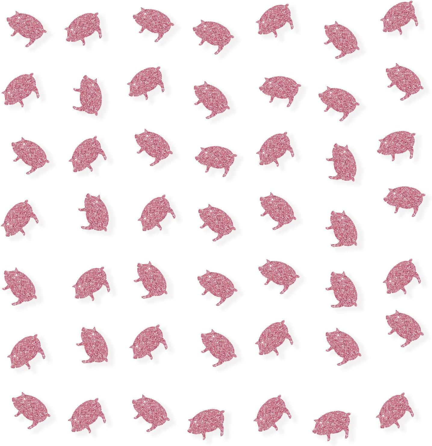 Set of 100 Pink Pig Confetti, Rose Gold Glitter Pig Paper Scatter, Farm Animal C