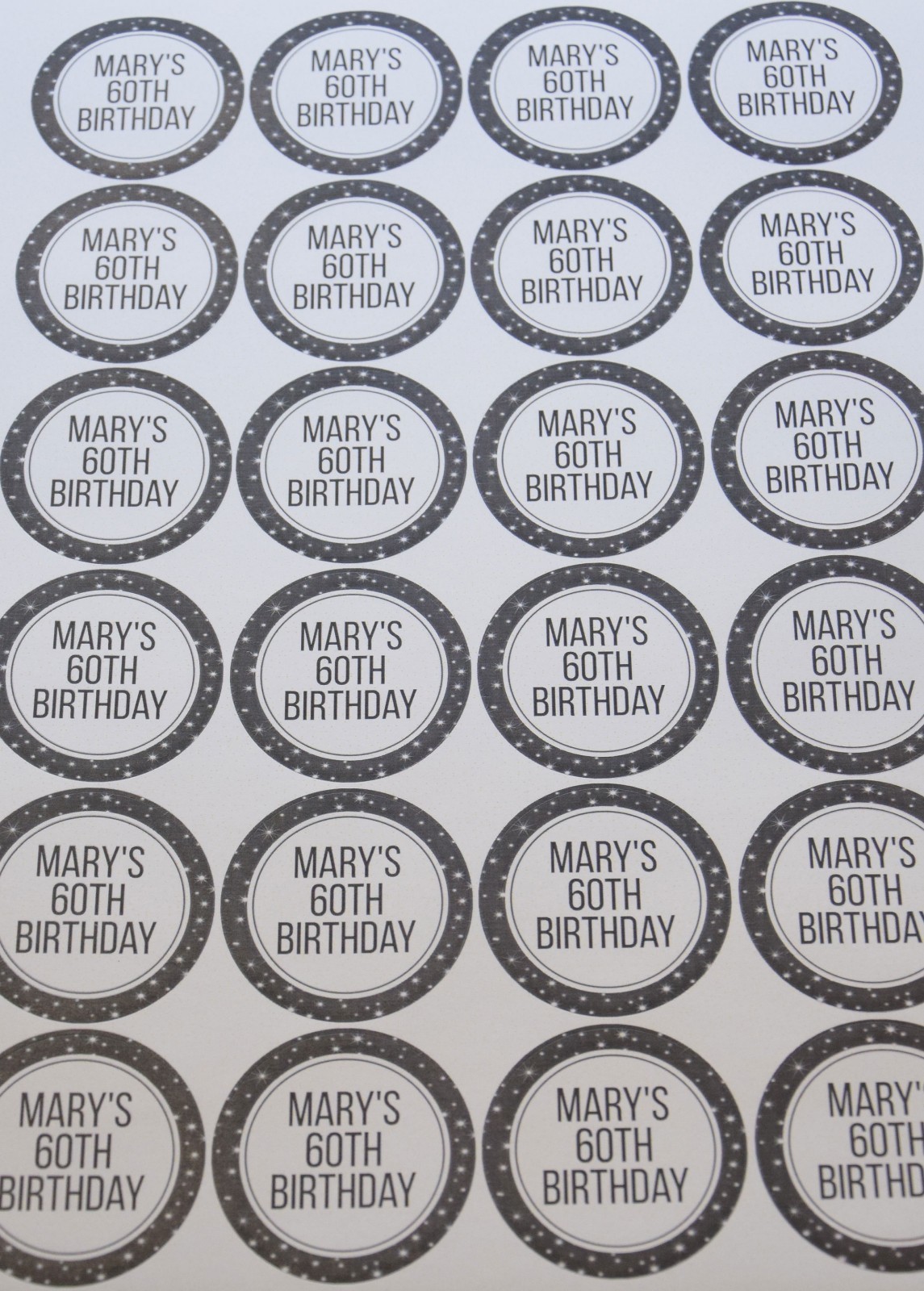 Sheet of Personalised Any Occasion Stickers Sweet Cones Party Gloss Matte