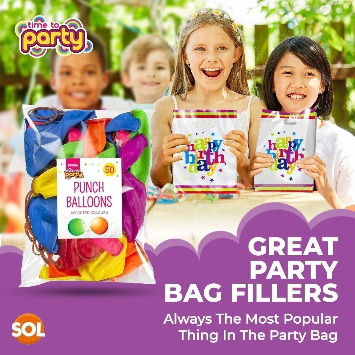 15–500pk Large Punch Balloons Party Bag Fillers Kids Birthday Goody Loot Toys