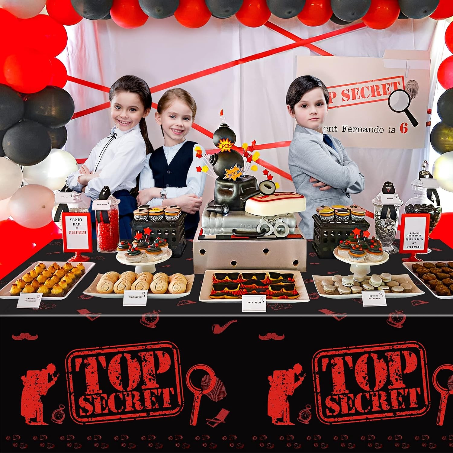 3PCS Spy Party Tablecloths for Kids Birthday Secret Agent Theme Table Covers Spy