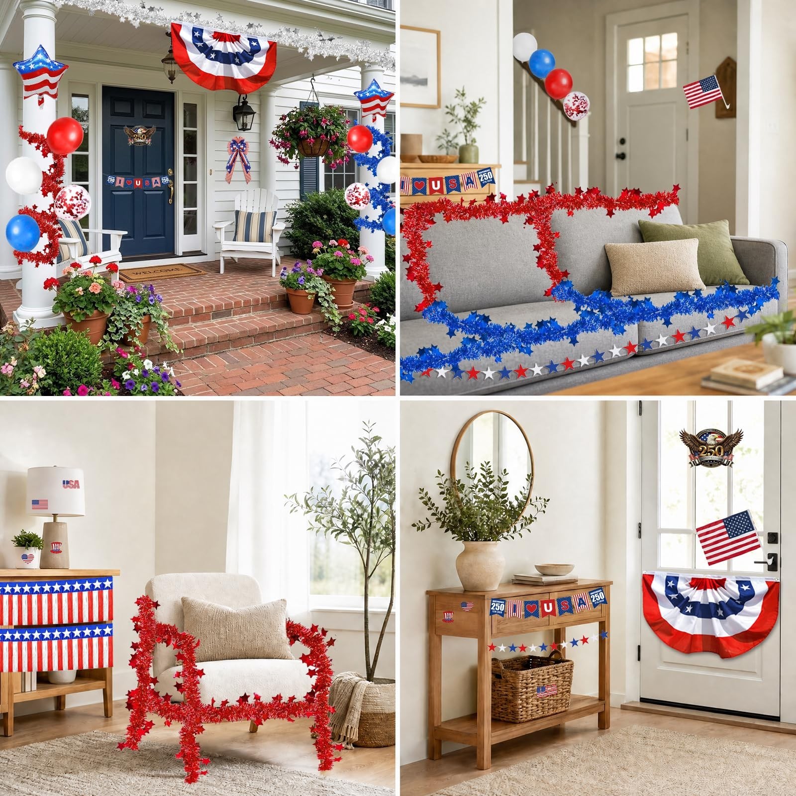 4th of July Car Parade Decorations Patriotic Golf Cart Decor,250th Anniversary