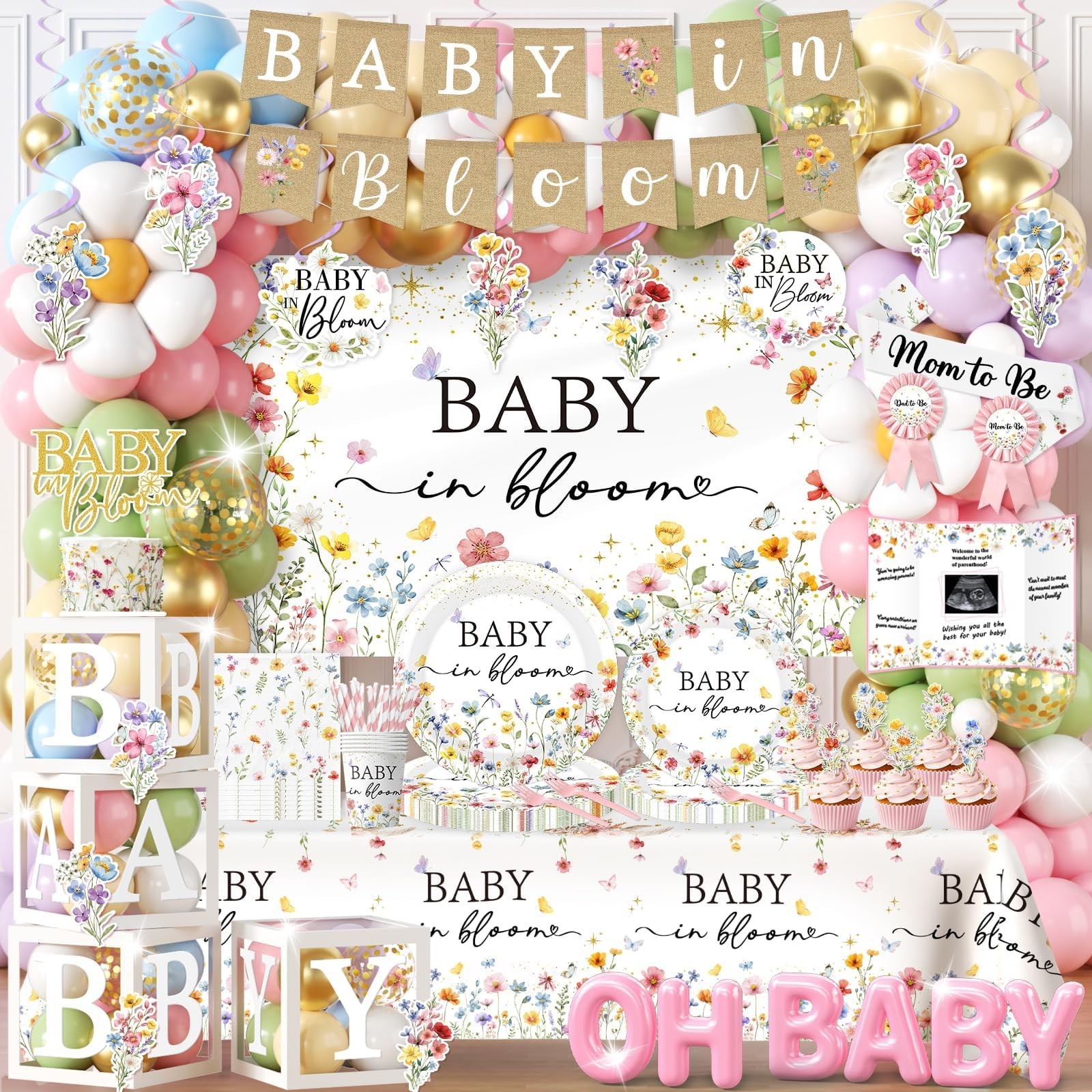 275Pcs Baby in Bloom Baby Shower Decorations for Girl Wildflower Baby in Bloo…