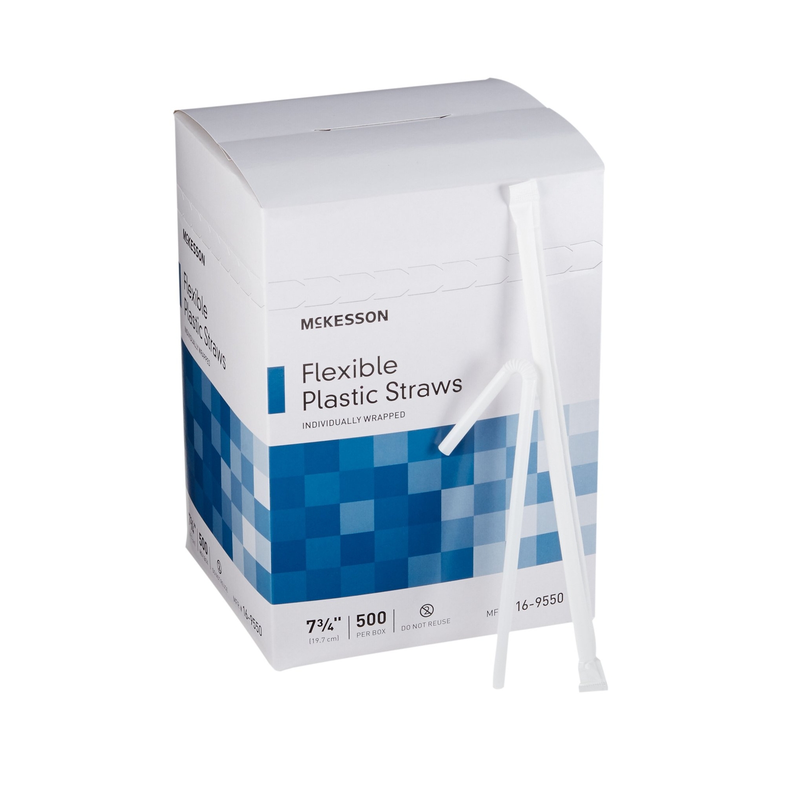 McKesson Disposable Flexible Drinking Straw White Plastic 10000 Ct 16-9550
