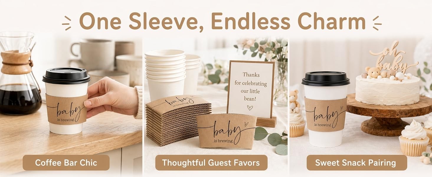 20 Counts A Baby Is Brewing, Coffee Cup Sleeves for Baby Shower Decorations,