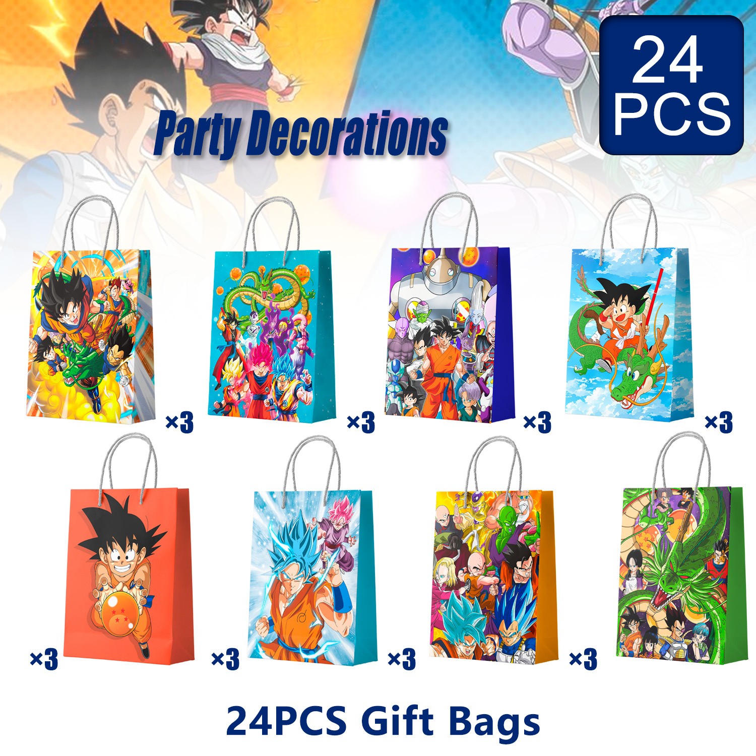 24 Dragon Ball Z Party Bag,Dragon Ball Z Birthday Gift Pack Candy Bag Loot Bags