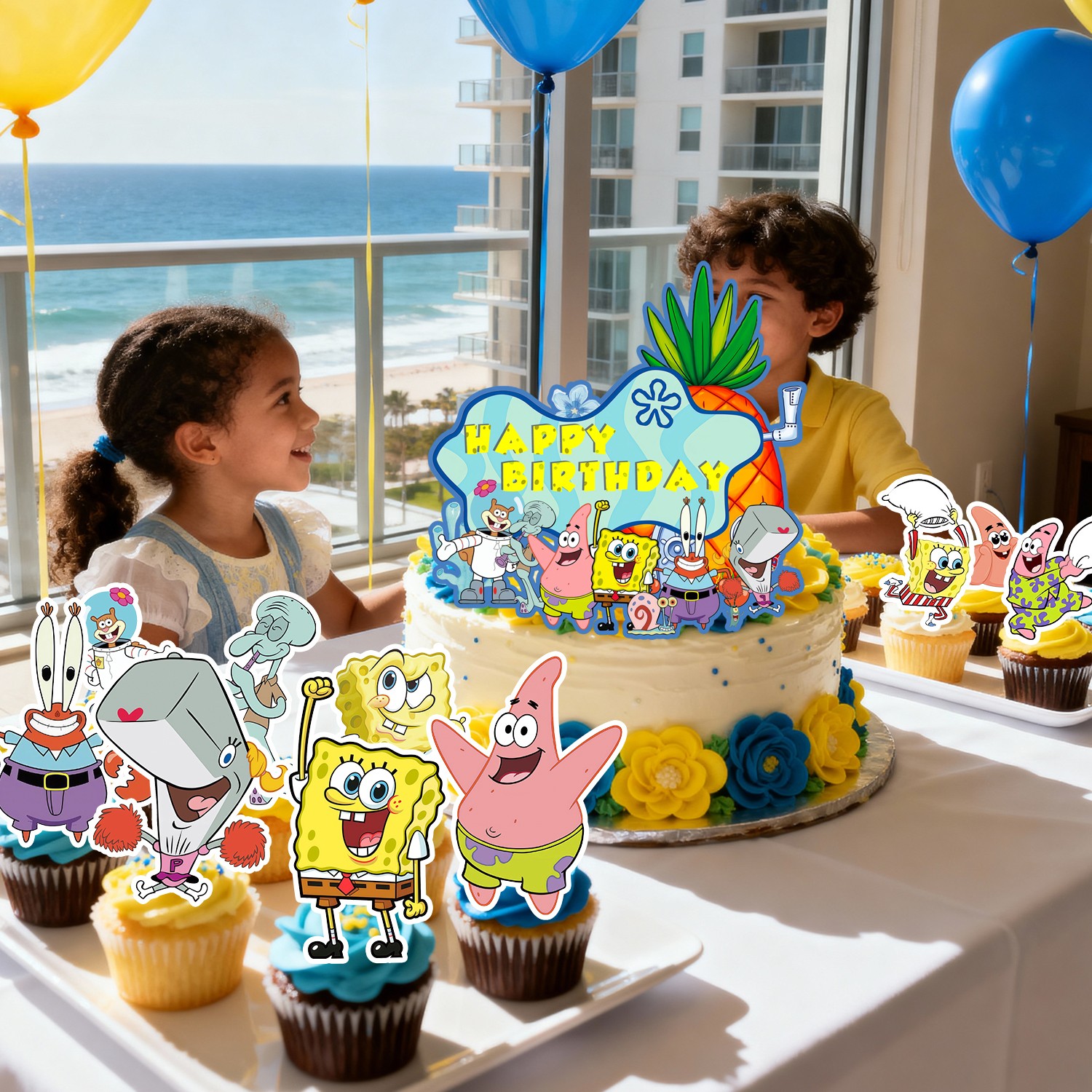 SpongeBob Birthday Cake Toppers SpongeBob Party Decorations Cupcake Toppers Set
