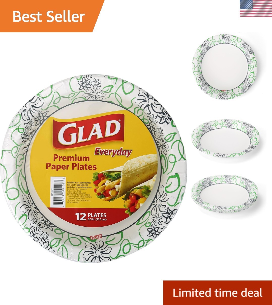 Versatile 8.5 Inch Floral Disposable Paper Plates for All Occasions – 12 Count