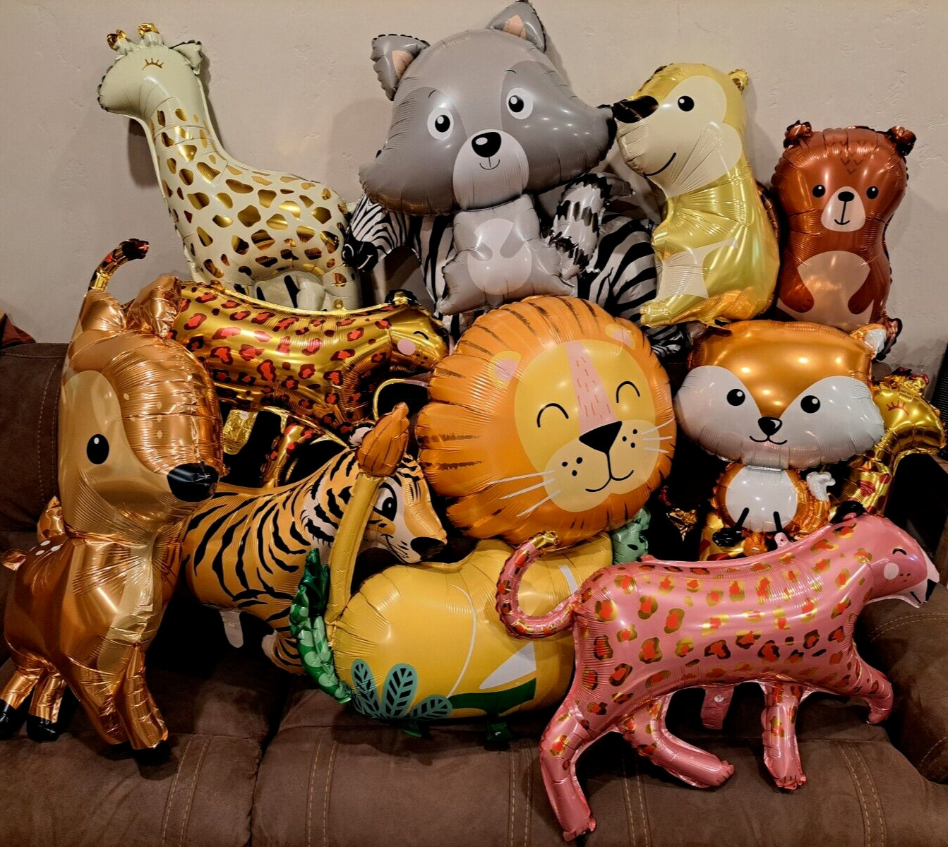 12 Mylar Animal Balloons, Foil – Jungle Safari Theme, Decorative Party Supplies