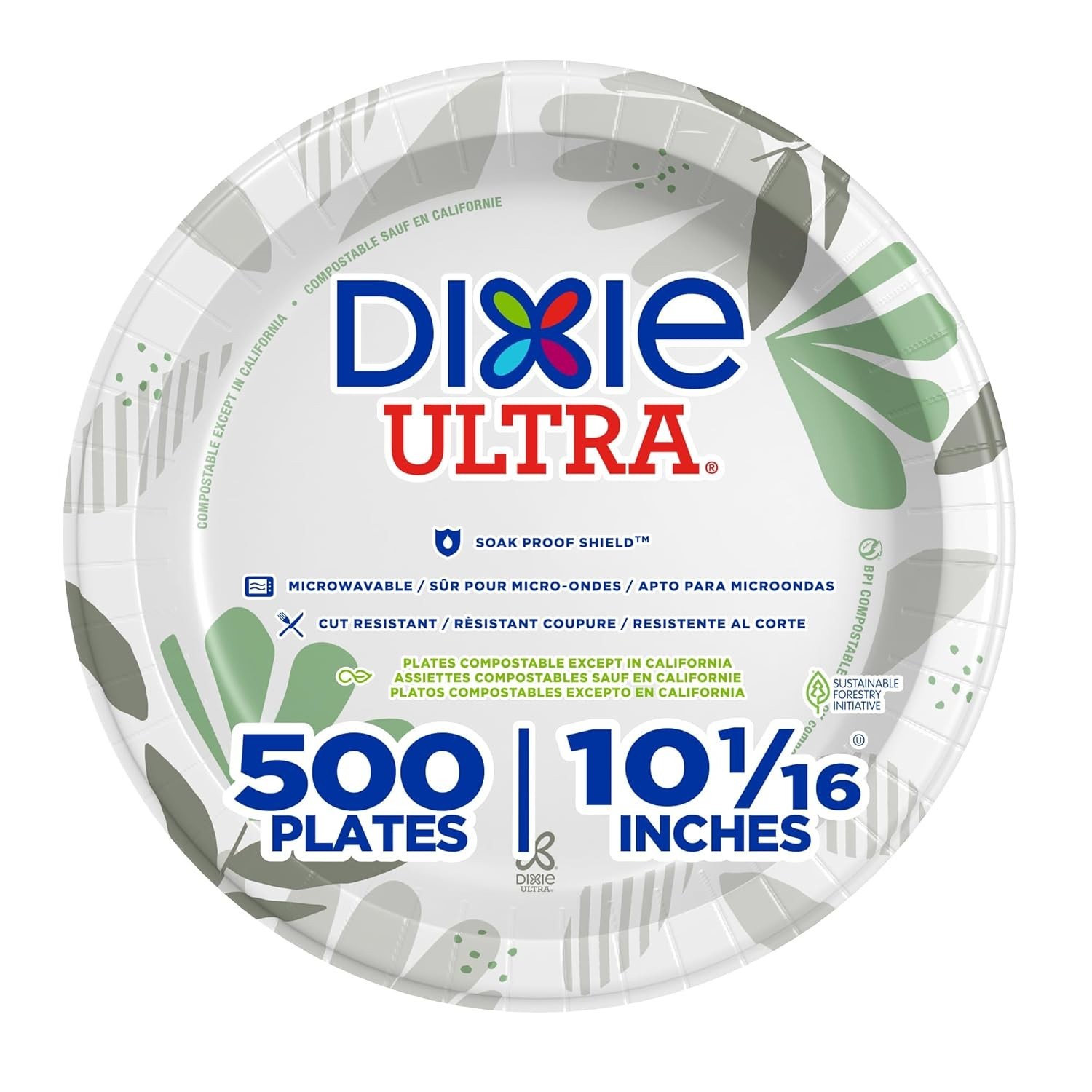Dixie Ultra 10-Inch Heavy-Weight Paper Plates, 500 Count, Eco-Friendly Design