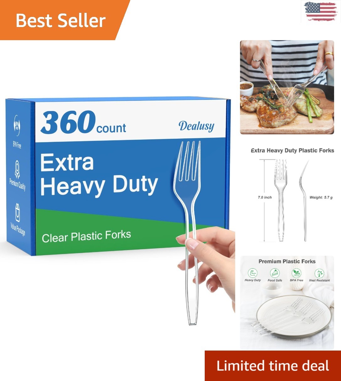 360 Count Heavy-Duty Clear Plastic Forks – BPA-Free & Heat Resistant