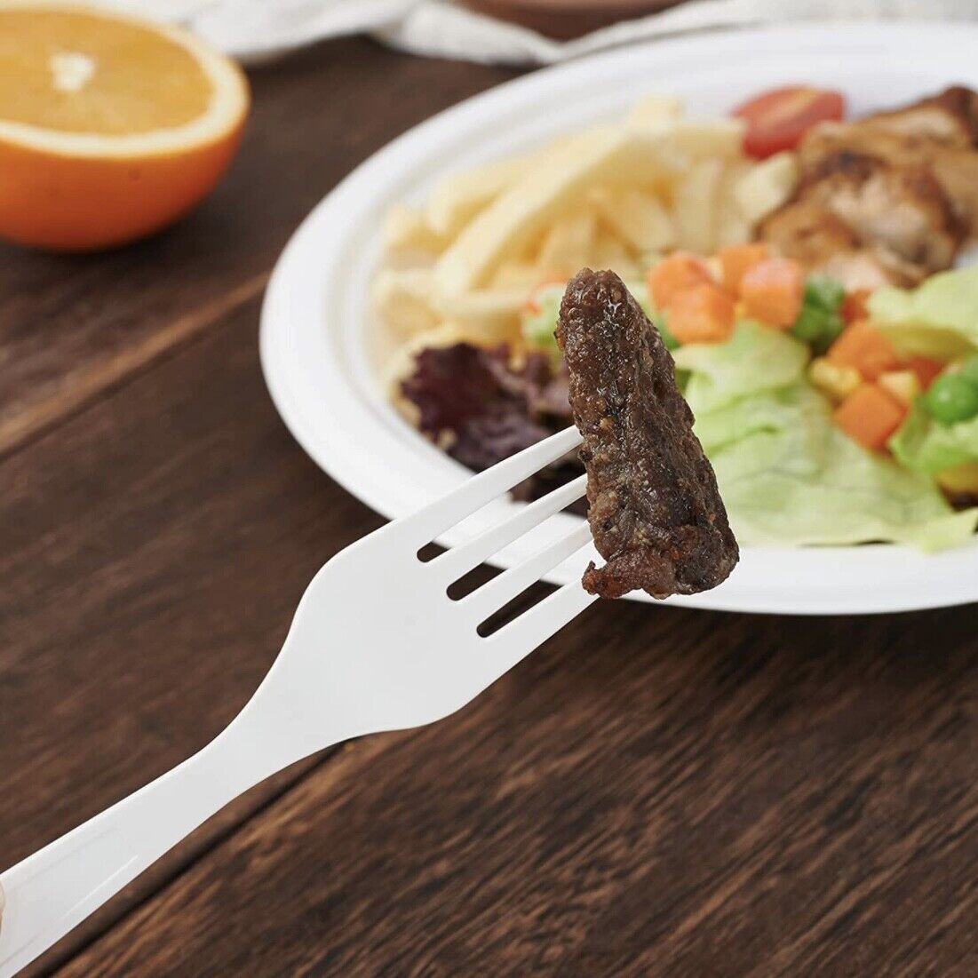 1000/500 White Plastic Forks Disposable Cutlery Utensil for Birthday BBQ Party