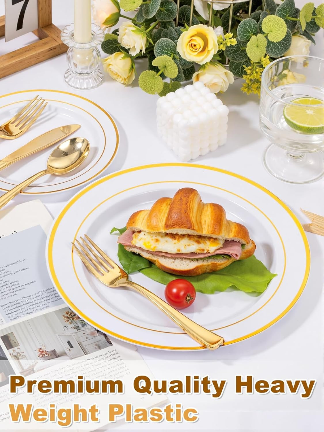 100 Pcs Gold Plastic Forks – Heavy Duty Sturdy&Durable Forks Disposable 7.4Inch