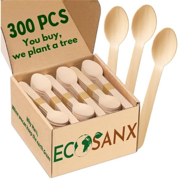 120-piece disposable wooden cutlery set, 6.5 inches, perfect for parties.