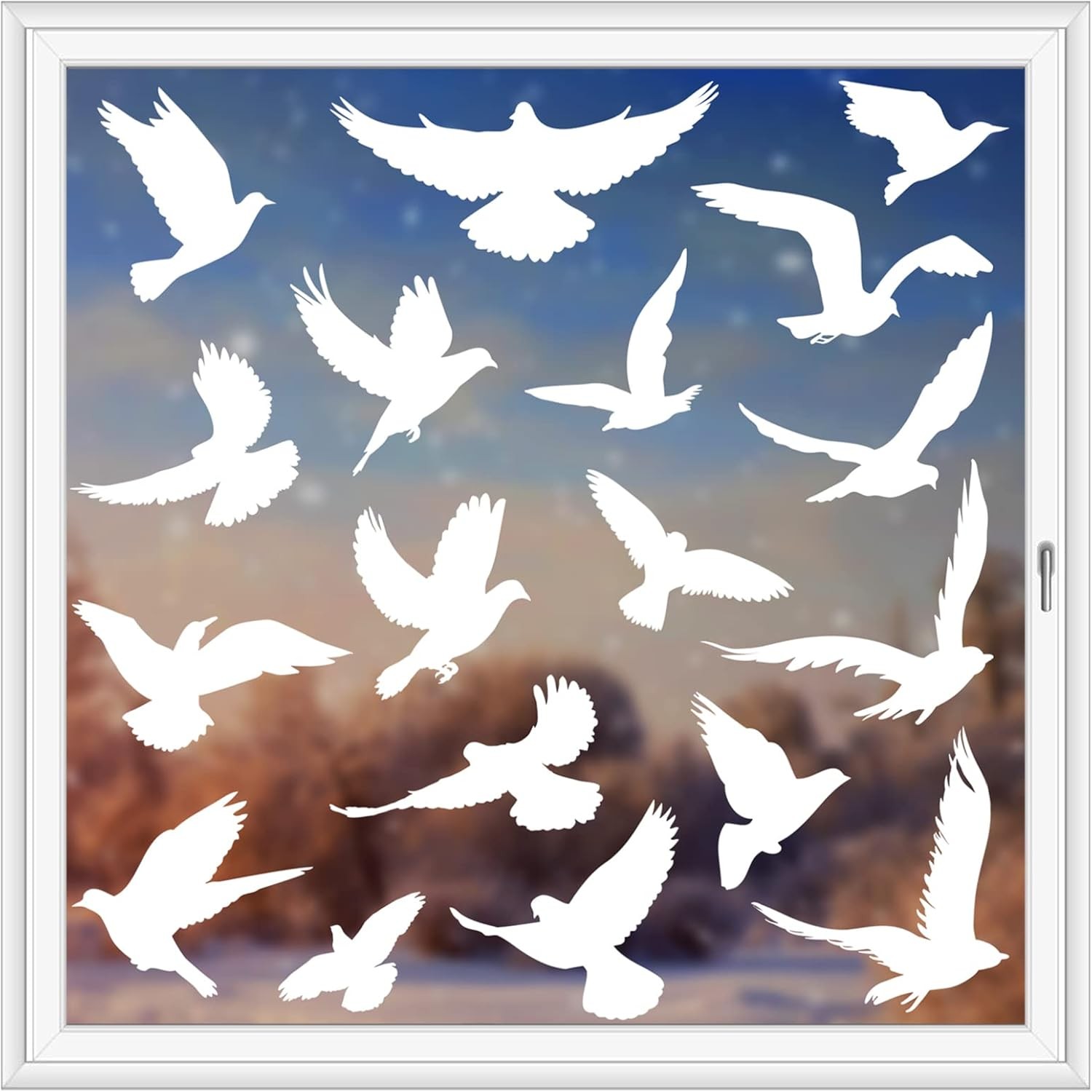 37Pcs Anti Collision Window Clings, Save The Birds from Strikes, White