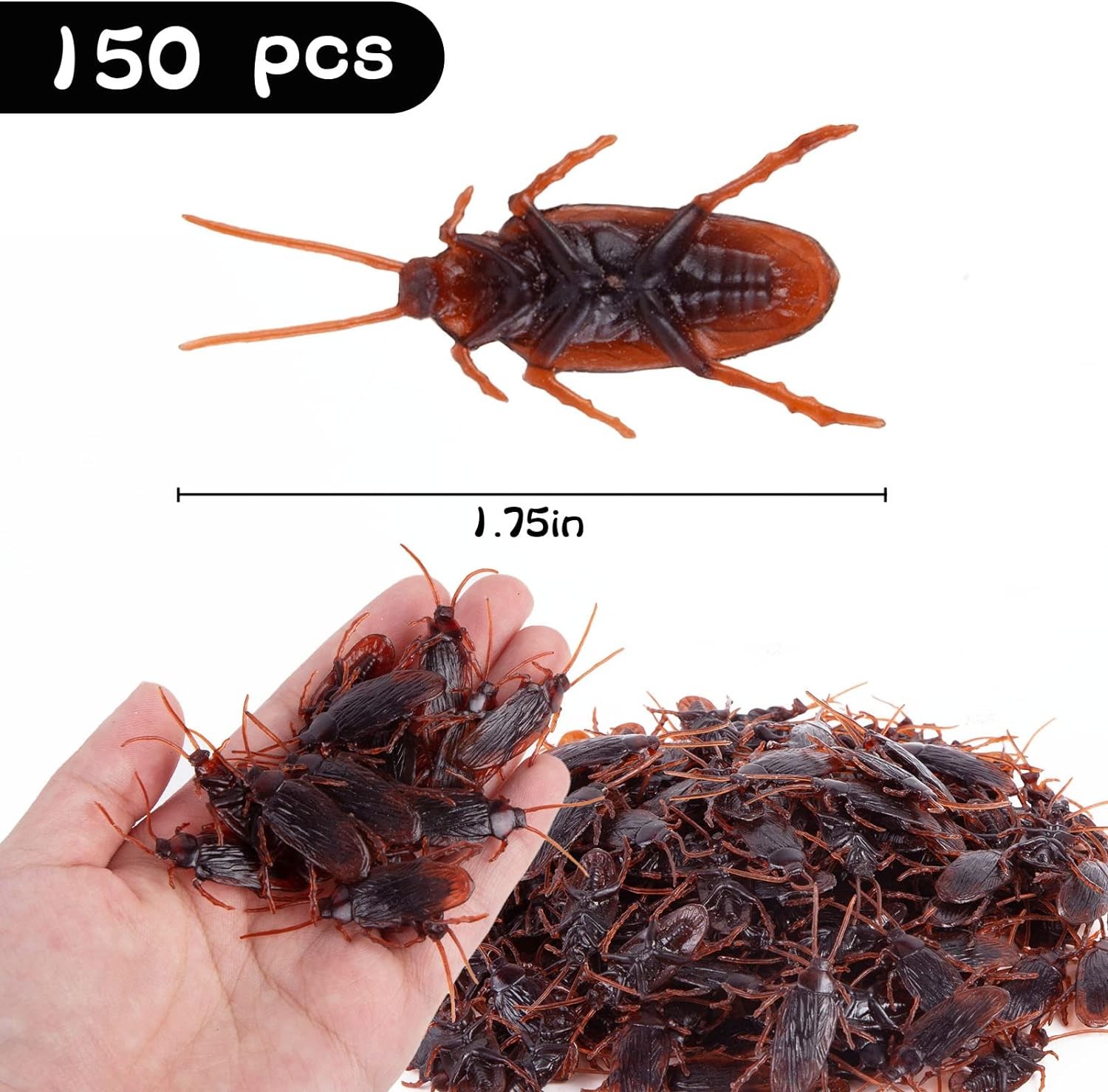 150PCS Fake Cockroaches Plastic Prank Joke Toys Creepy Party Decor