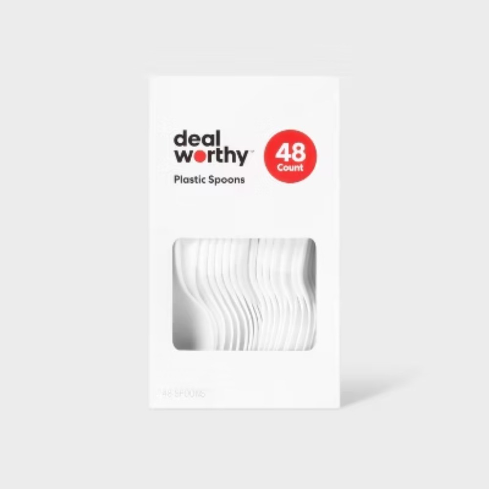 Plastic Spoons – 48ct – : Disposable Flatware, 6.53" Length, Solid Pattern