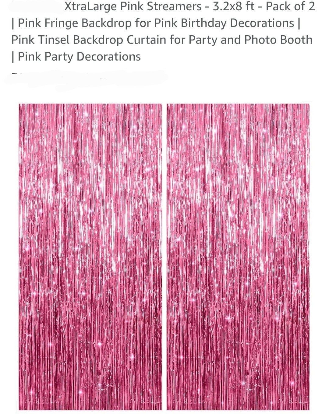 2 Pack Pink Backdrop Party Decorations Tinsel Curtain Party Backdrop Foil Fringe