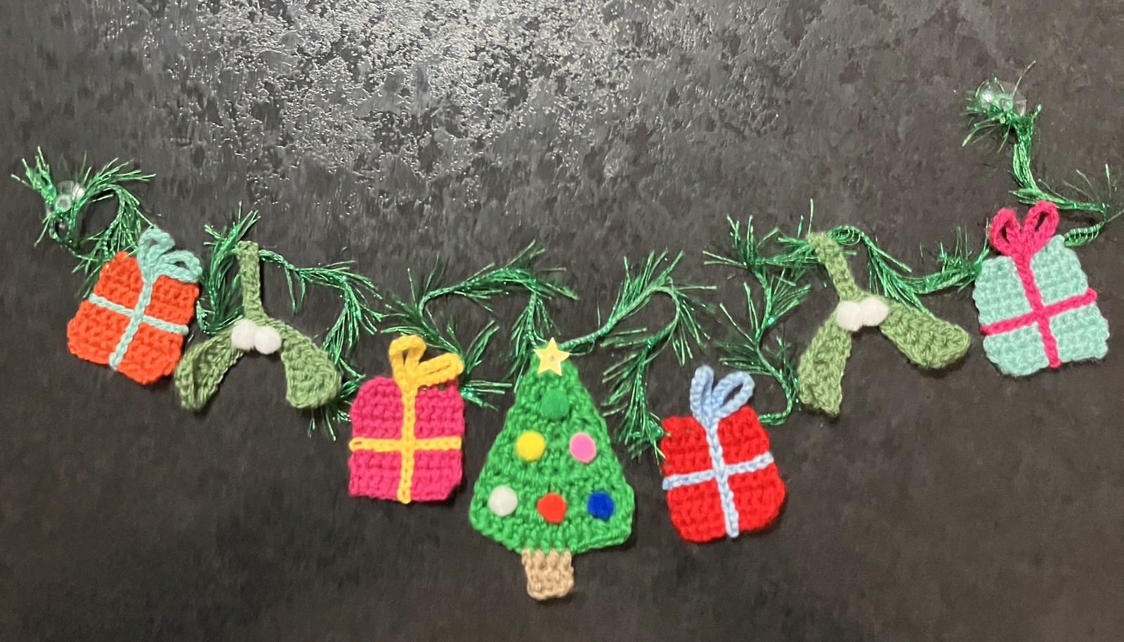 🌲🎁Hand Crochet Christmas Tree Presents Mistletoe Bunting Window camper Gift