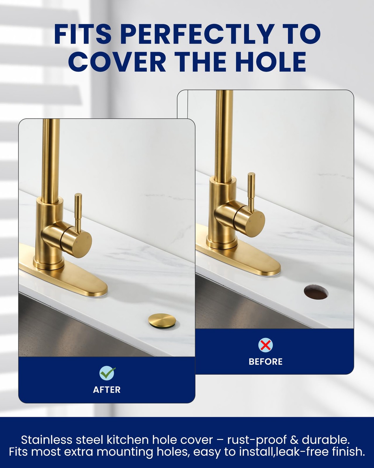 iVIGA Kitchen Sink Hole Cover,Faucet Hole Cover Stainless Steel,Wash Basin Sink