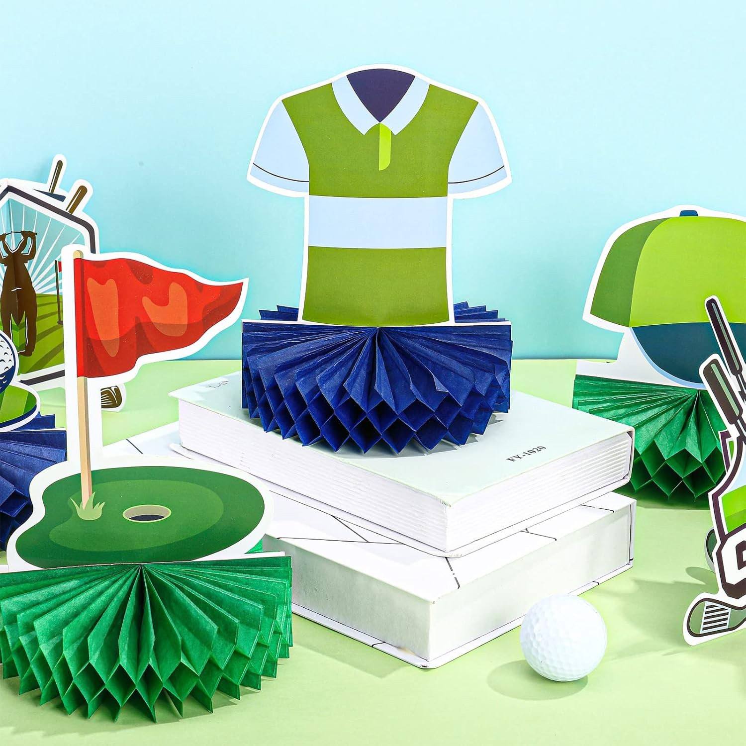 12Pcs Golf Honeycomb Centerpieces Birthday Shower Table Sports Party Decorations