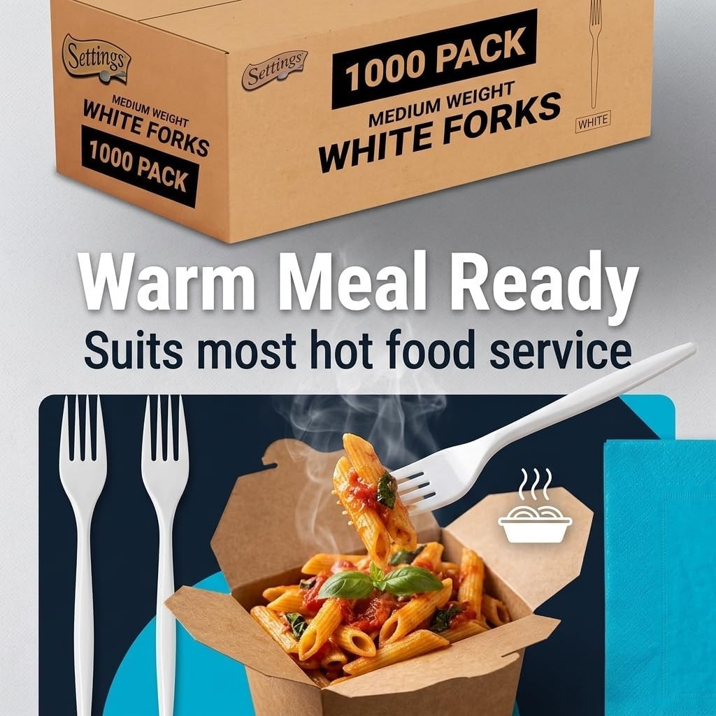 White Plastic Forks, 1000 Count – Heavy-Duty Disposable Forks, BPA-Bulk Plastic