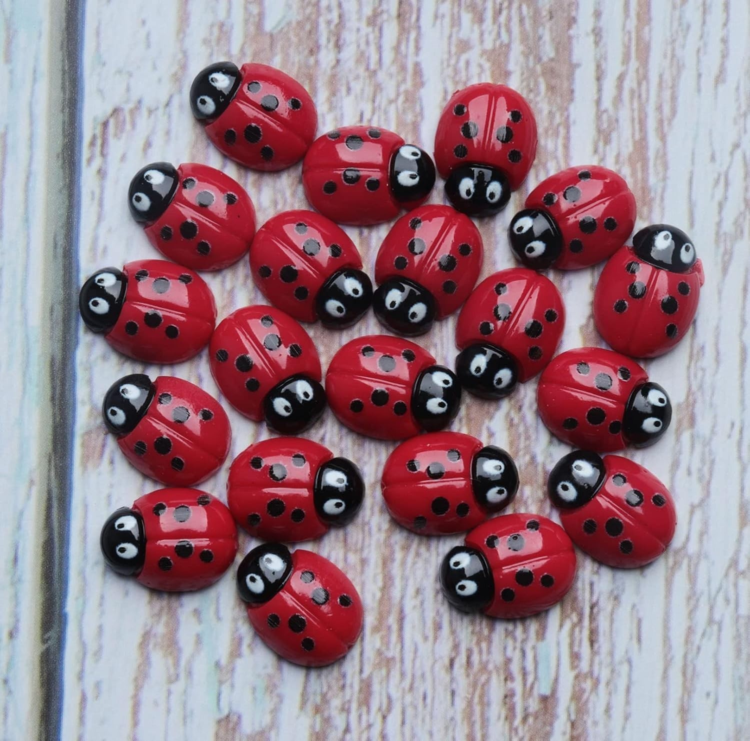 Cute Ladybug Flatback Ornaments – 20 Pcs Resin for Hair Clips & Scrapbooking