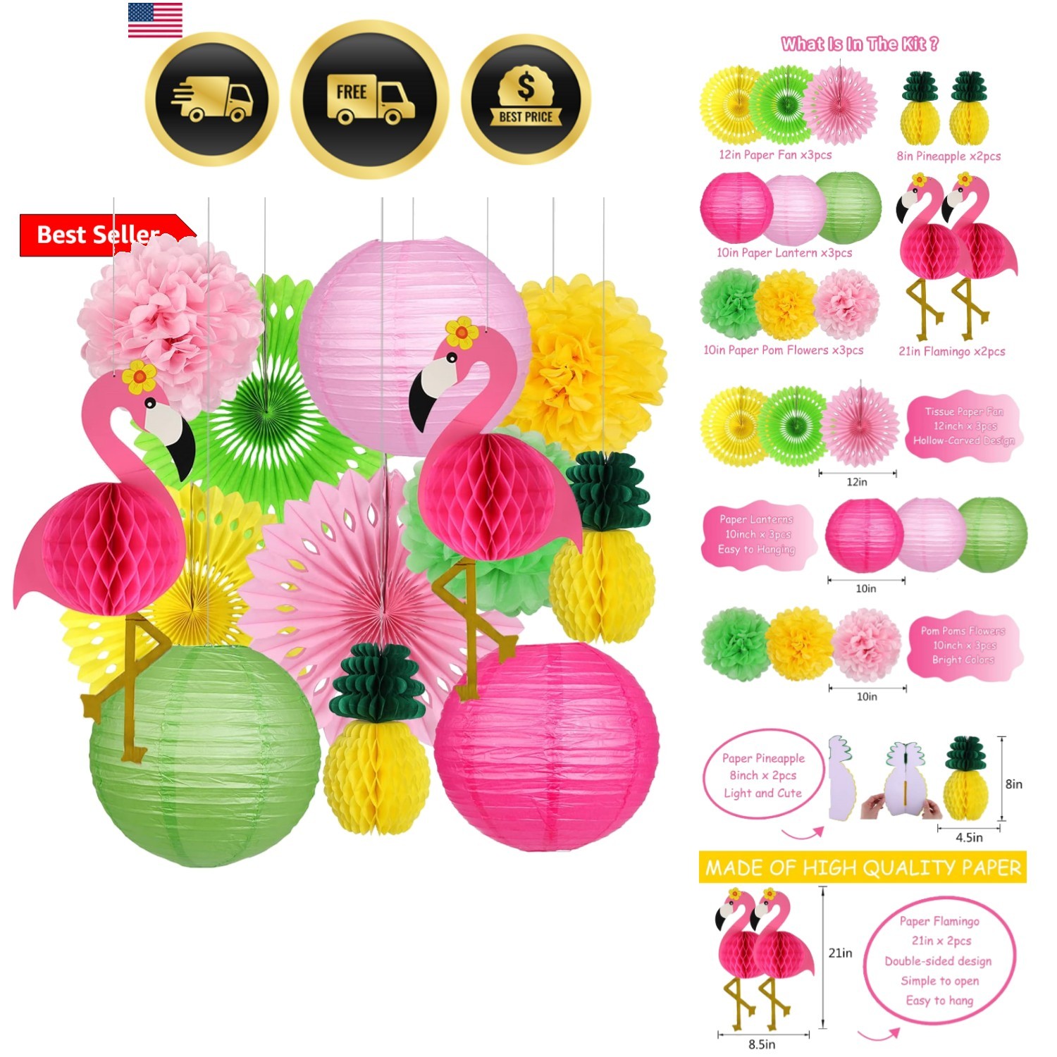 Flamingo Party Supplies, Hawaiian Party Decorations Flamingo and Pineapple Ho…