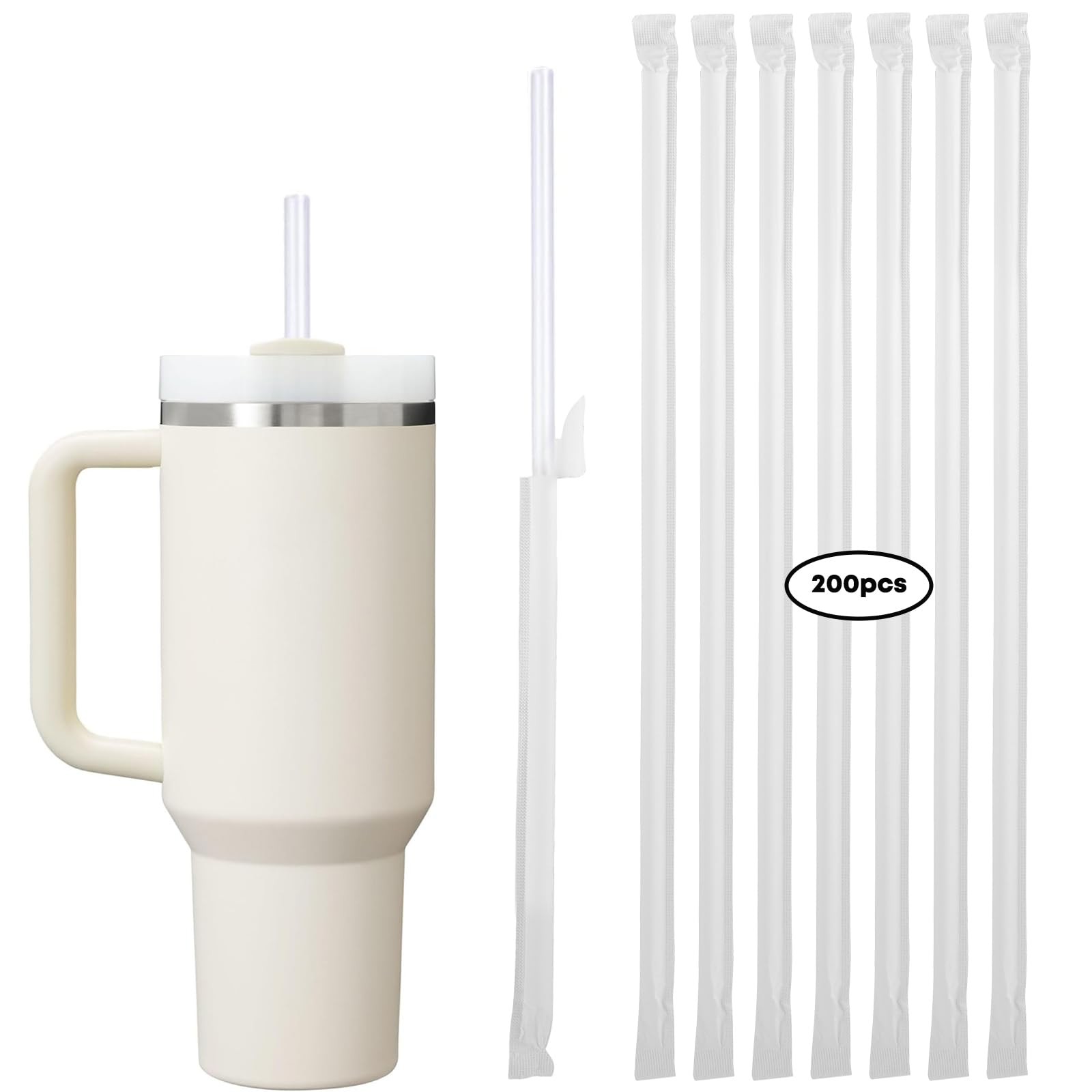 200PCS Clear Disposable Straws for 40 OZ Tumbler, 12in Extra Long Straws Disp…