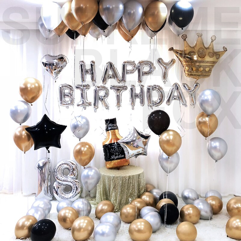 Happy Birthday Balloons Banner Balloon Bunting Party Decoration Self Inflating