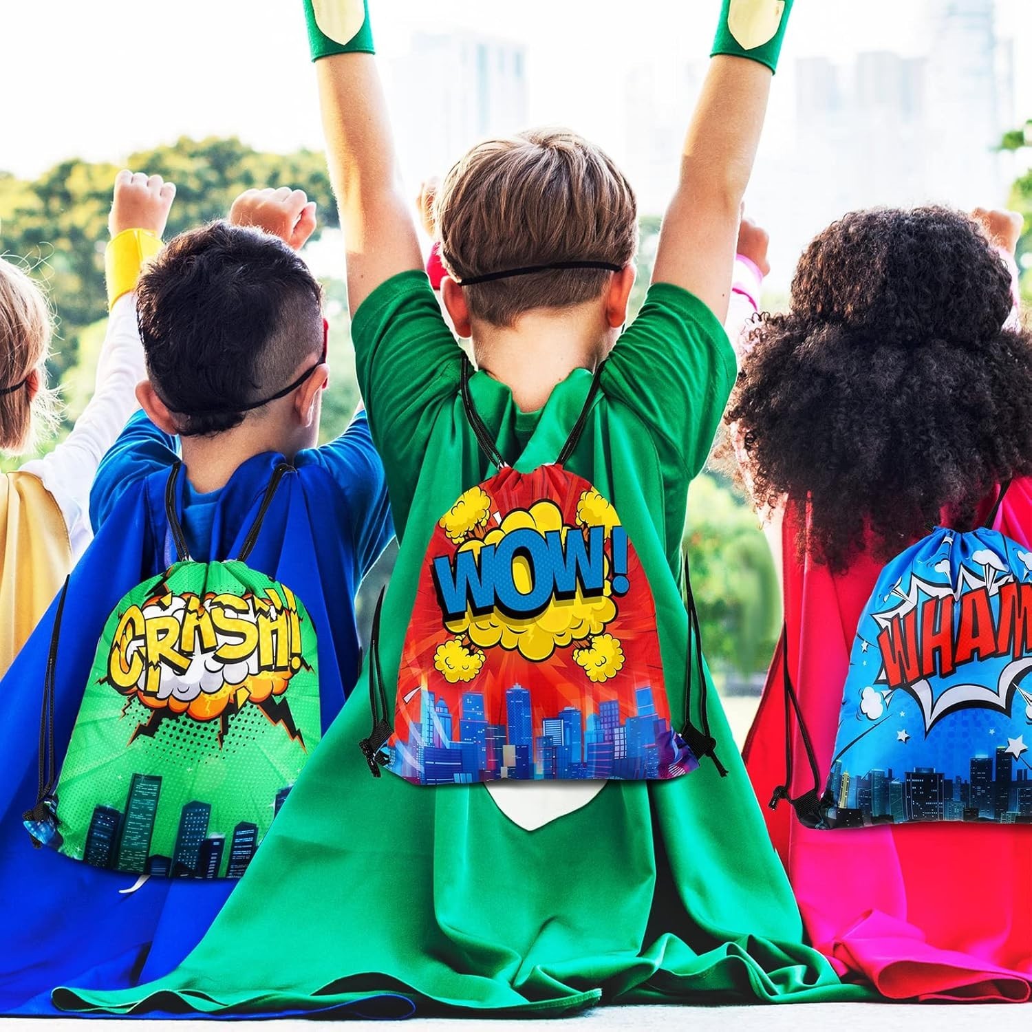 Hero Party Favors Bags Comic Heroes Drawstring Backpacks Goodie Candy Gift Ba…