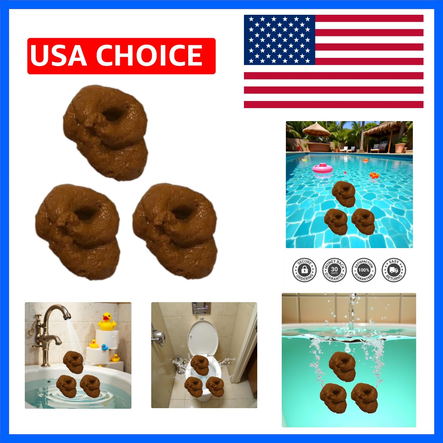 3Pcs Realistic Fake Poop Props – Floating April Fools’ Prank Kit with Brown N…