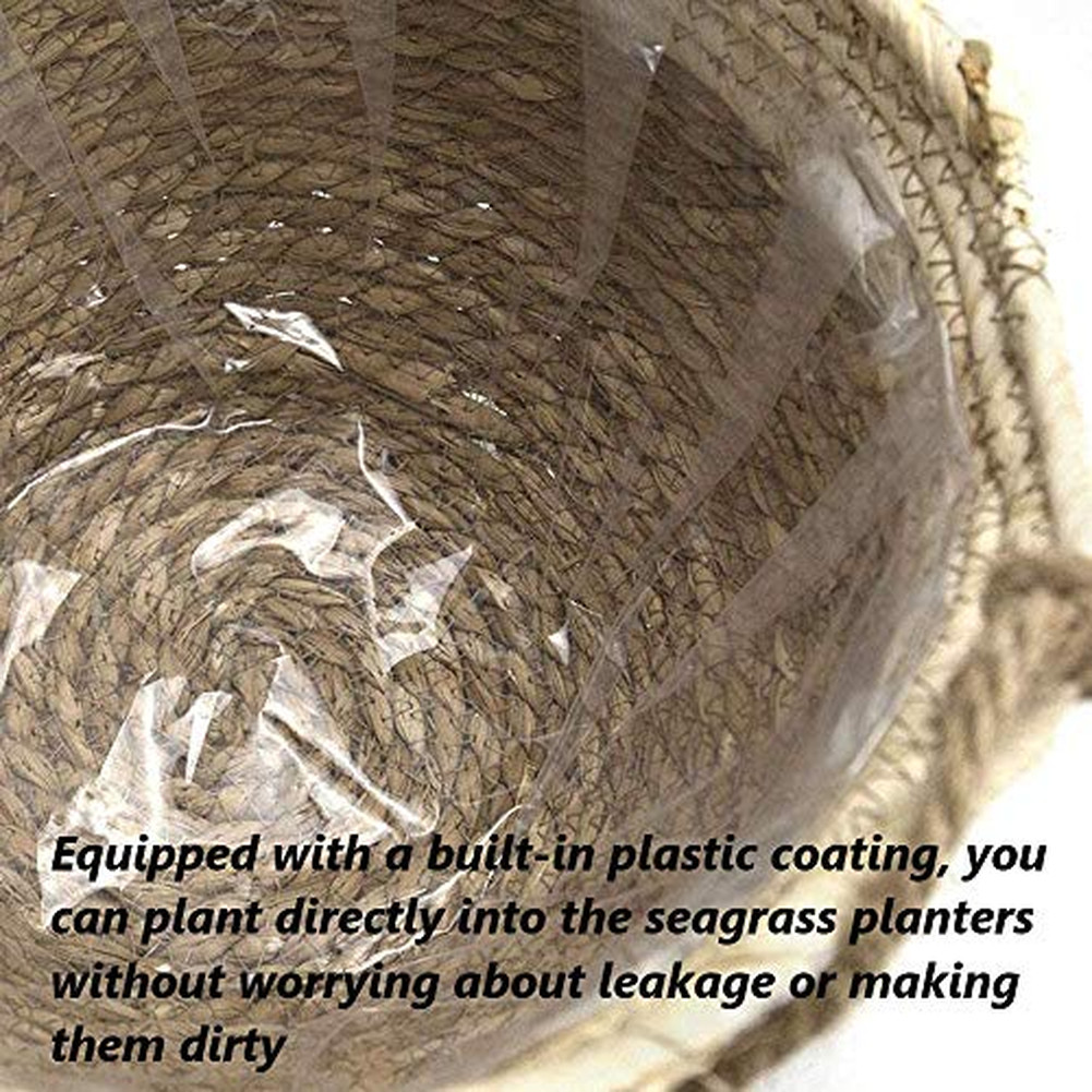 Natural Tone Hanging Plant Basket – Woven Wicker for Contemporary Home Decor