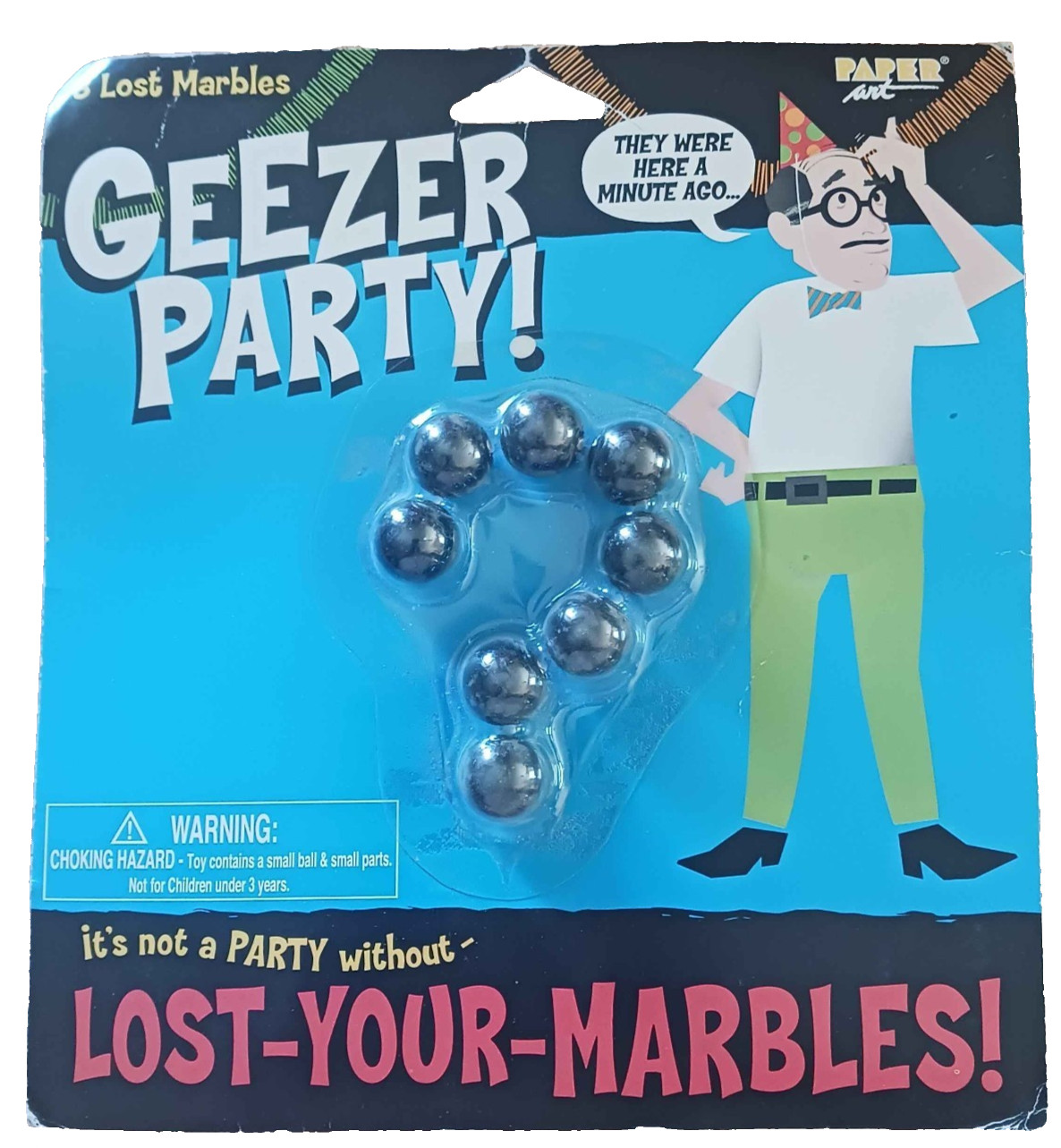 Over the Hill Lost Your Marbles 8 Black Marbles Gag Gift Geezer Party