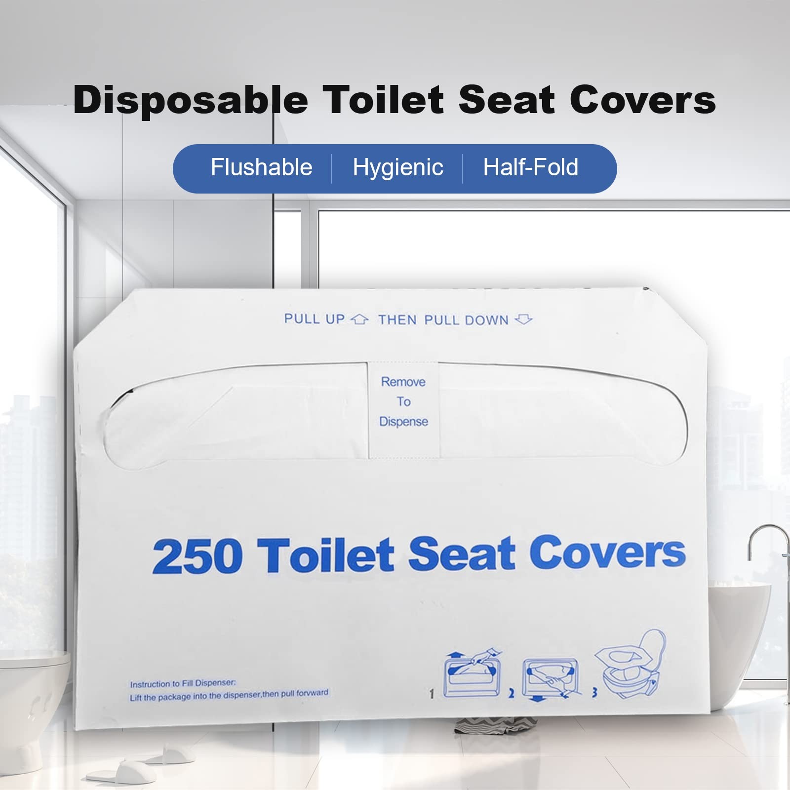 Toilet Seat Covers Disposable, 250 Pcs Flushable Disposable Seat…