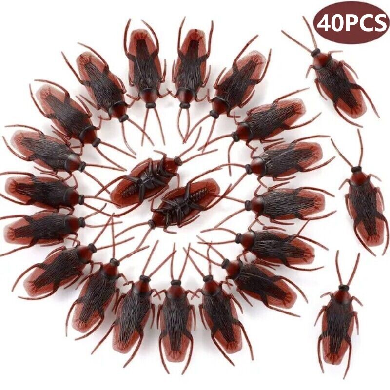 Prank Fake Cockroaches Realistic Cock Roach Joke Gifts Creepy Bug Gag Toys 40PCS