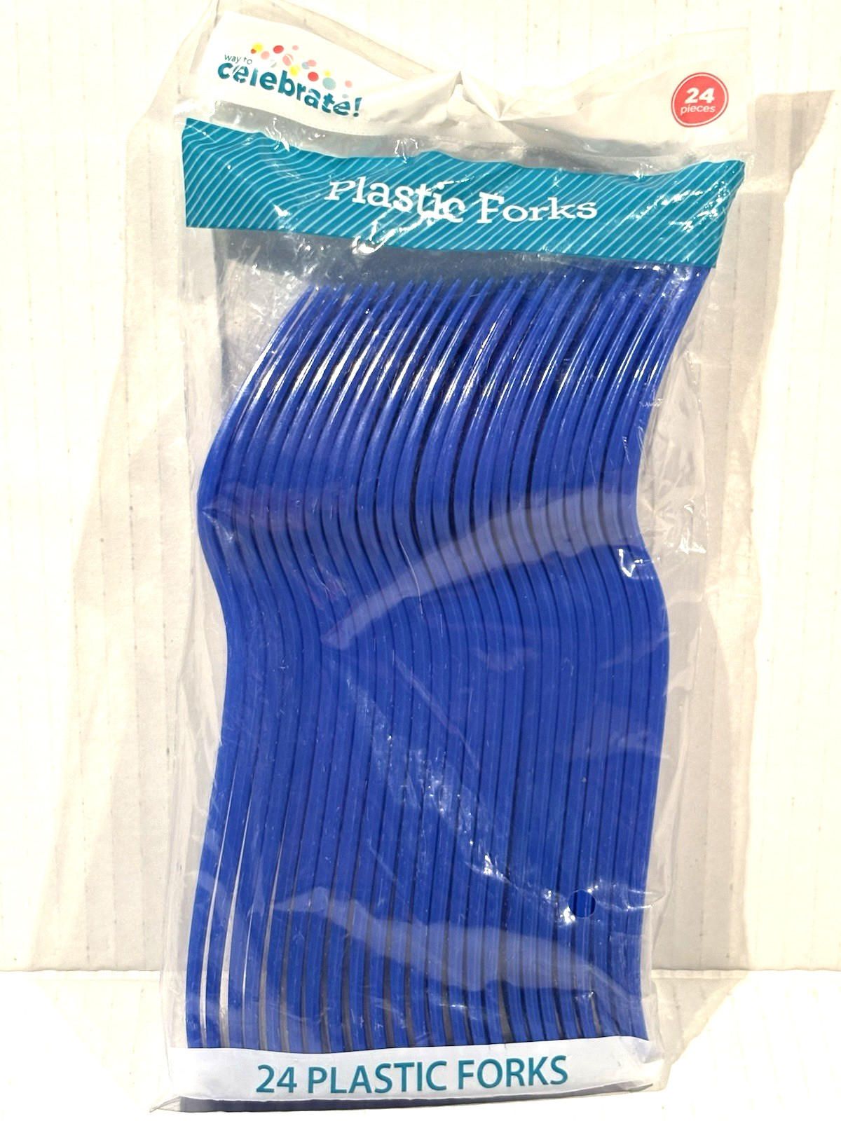 Plastic Forks Pack Of 24 Blue Reuseable 2019 New Sealed