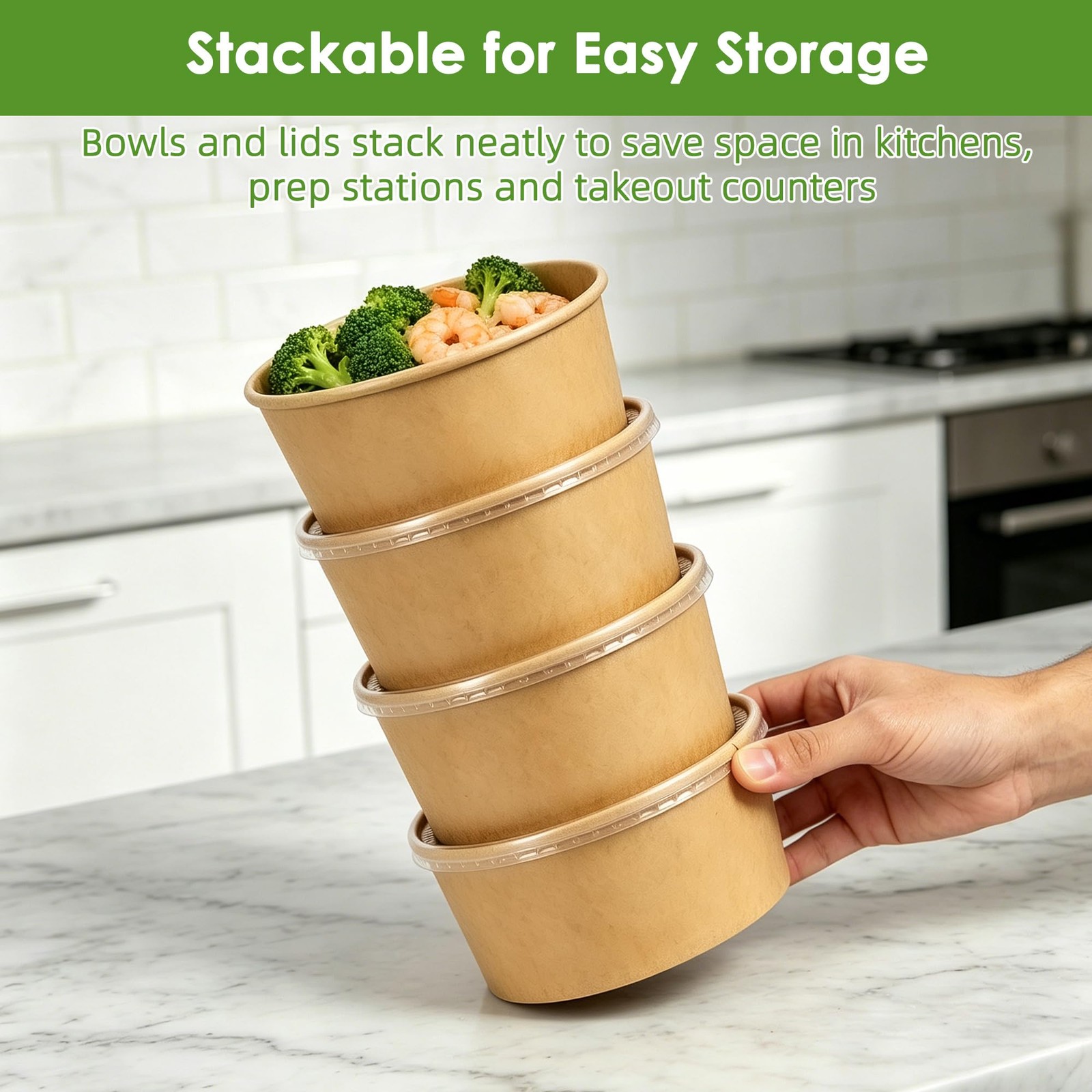 50-Pack 35oz Disposable Meal Prep Containers with Lids and Forks, Compostable…