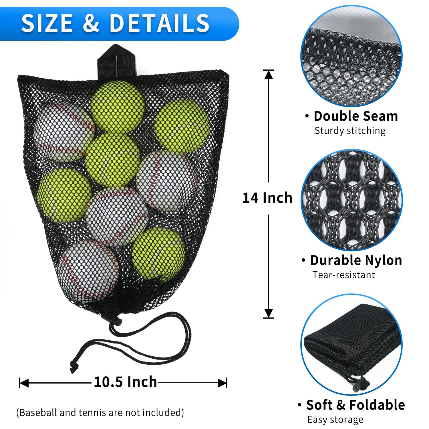 BOJITEXS 10 Pcs Mesh Drawstring Bag 10.5″ x 14″ with Handle & Cord Lock Closure