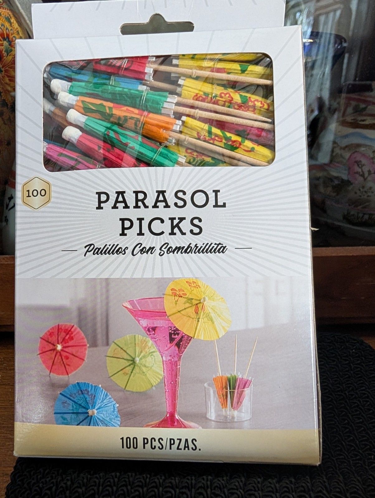 Parasol Picks For Drinks/ Coctails,100 PCS In A Pack, Multi Color, One Box.