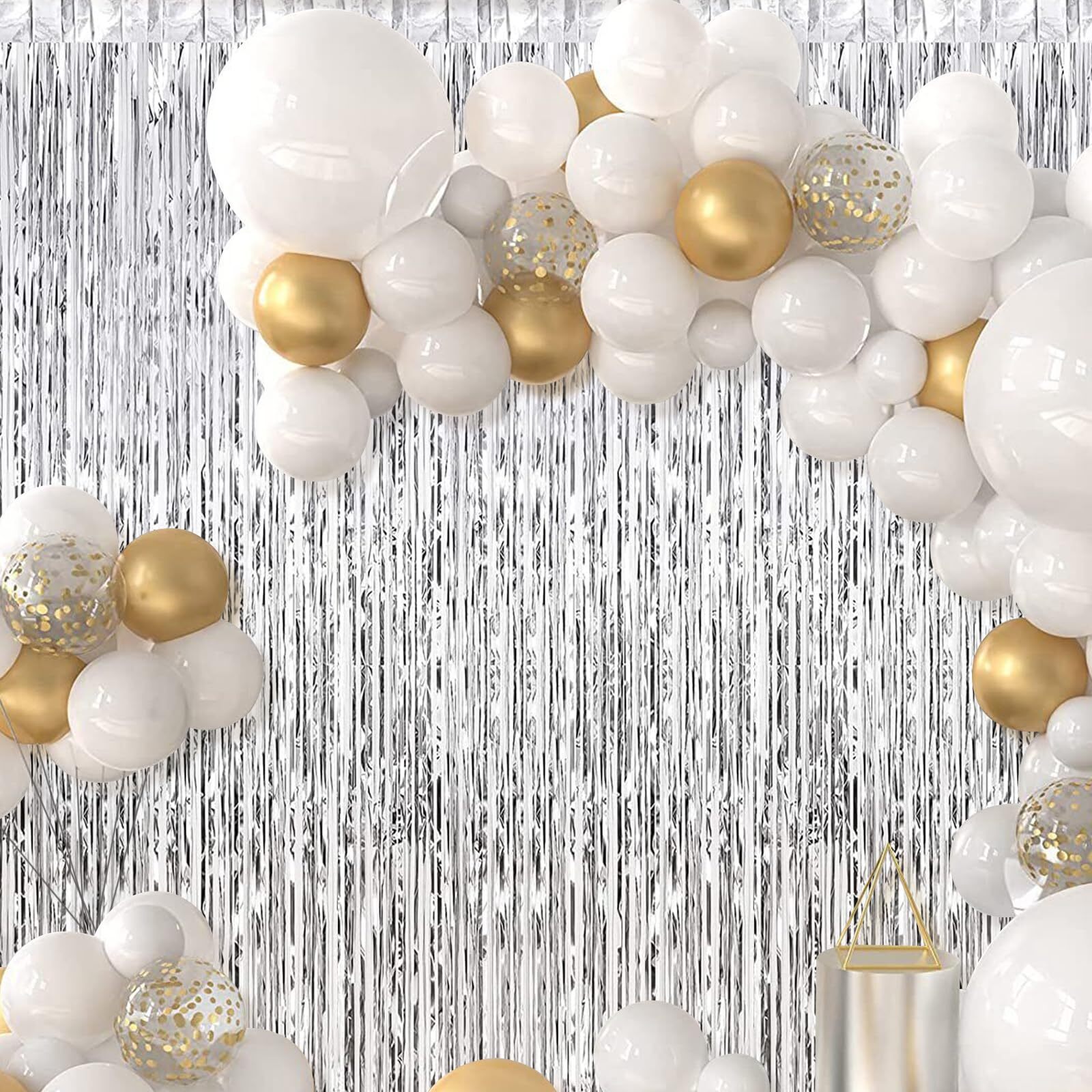 30 Pack Silver Foil Fringe Curtains Photo Booth Backdrop Party 3.3×8.2 Feet