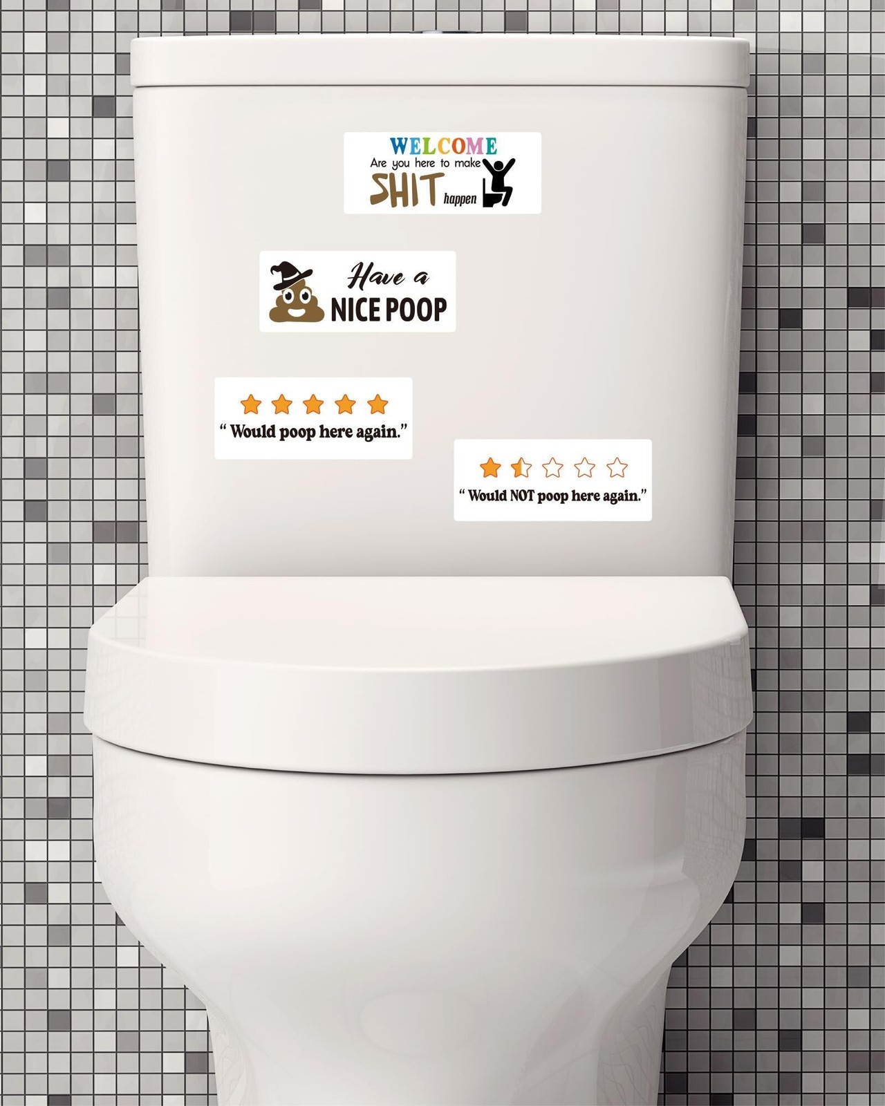 Prank Stickers Gag OSHA Law Porta Potty Toilet Restroom Funny Poop Decals Adults