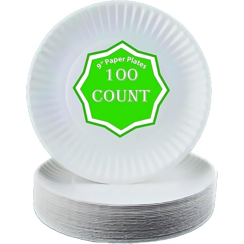 100 Pack Disposable Paper Plates Ideal Parties Events Conferences Home Business