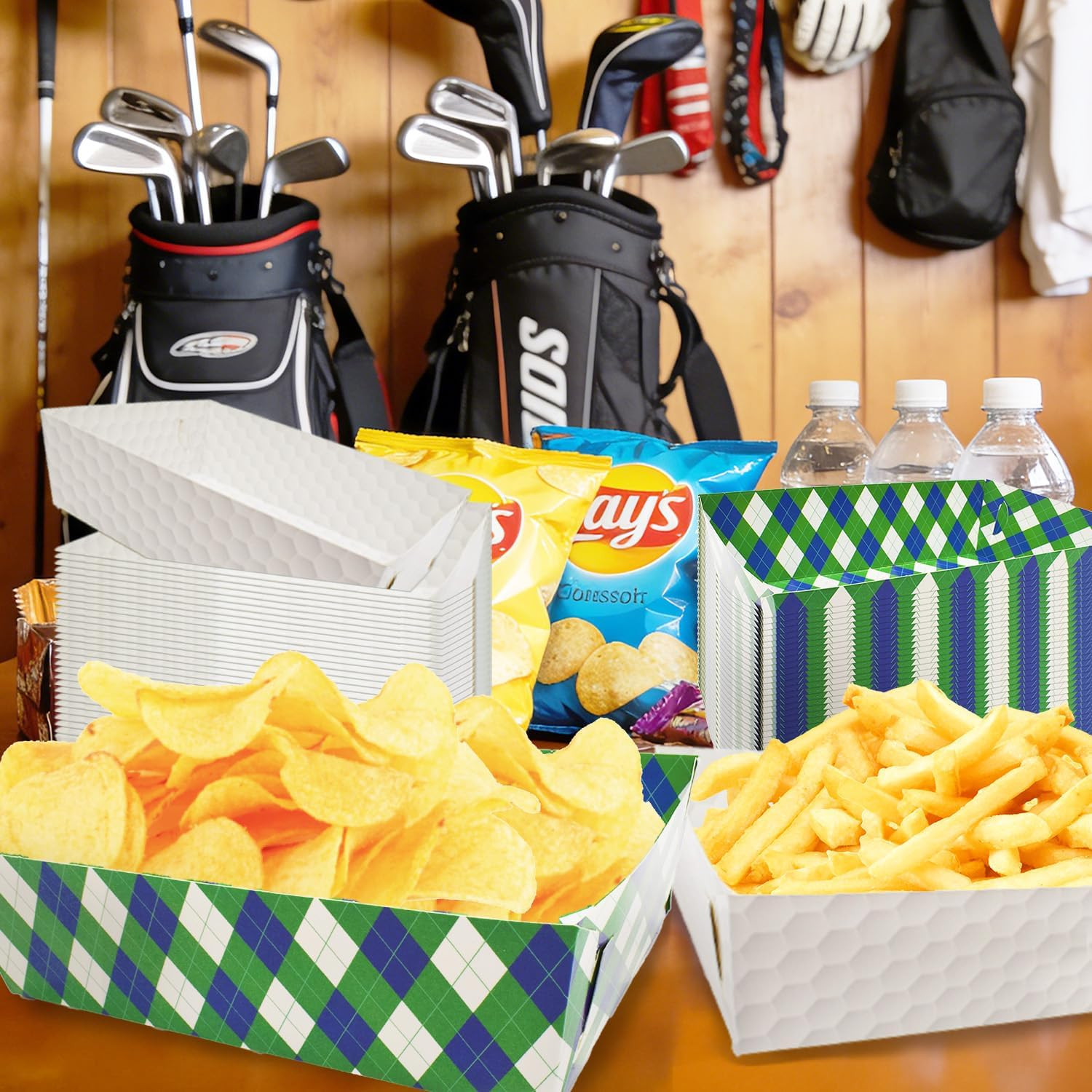 50 Pcs Golf Party Food Trays – Disposable Paper Food Boats – Golf Theme Snacks S