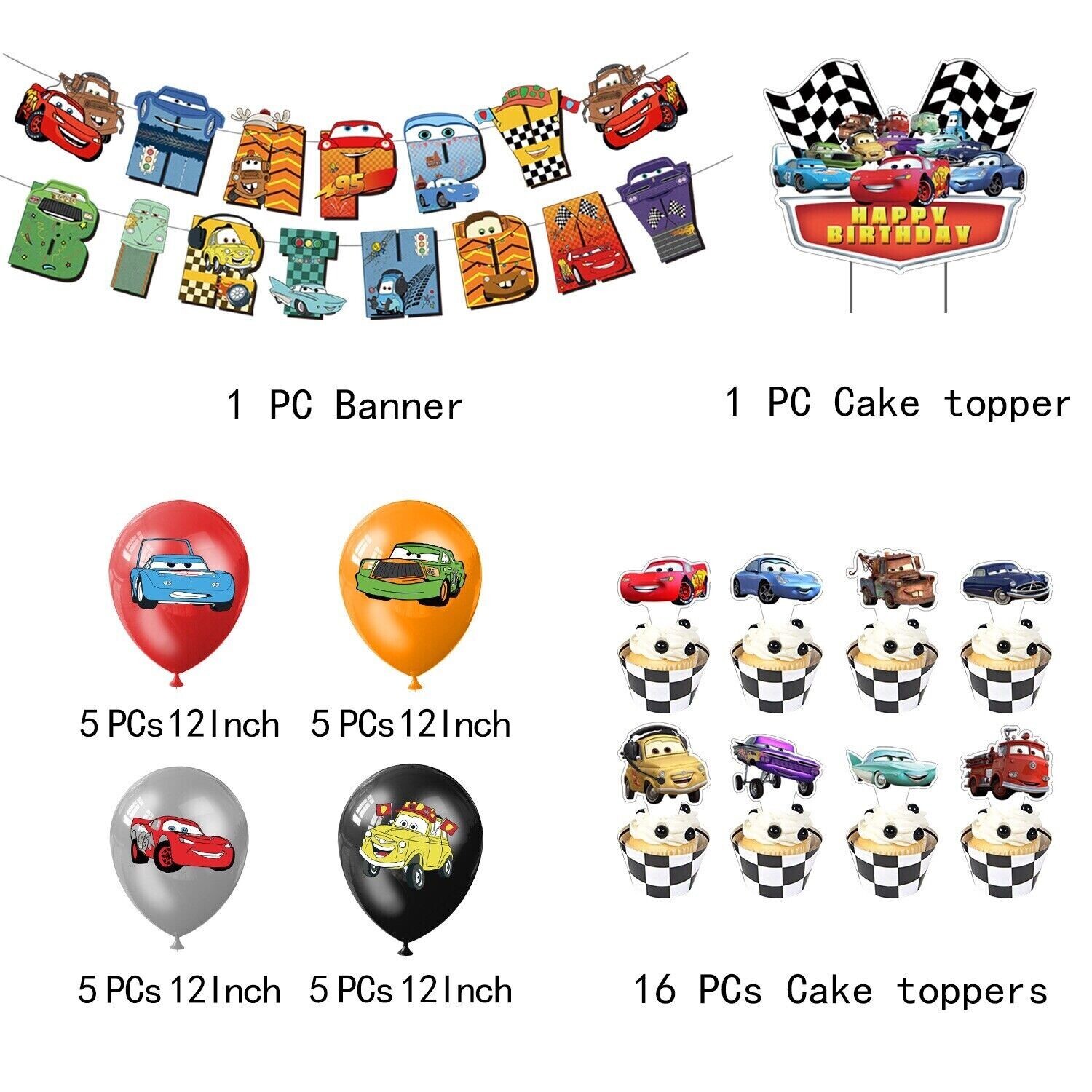 Disney Pixar Cars Theme Birthday Party Decorate Supplies Set US Stock