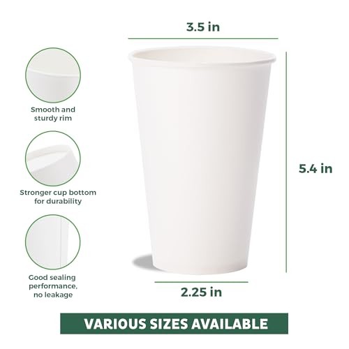 Freshware Coffee Cups [100 Pack] Disposable Paper Cups for Hot or 16 oz 100.0