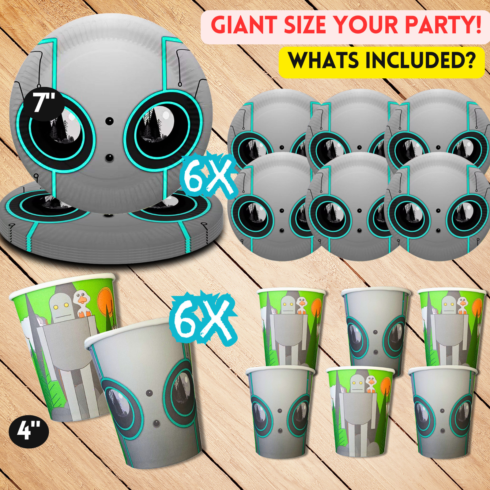 The Wild Robot Party Supplies happy birthday centerpiece decoration cup plate