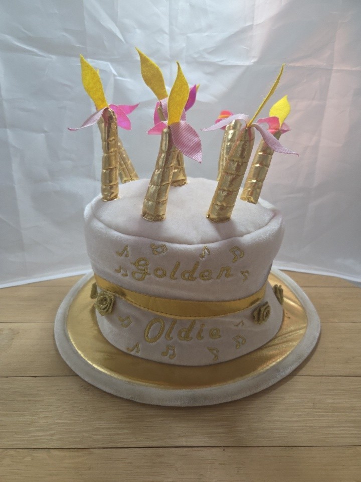 Elope Adjustable One Size Birthday Cake Plush Hat Golden Oldie