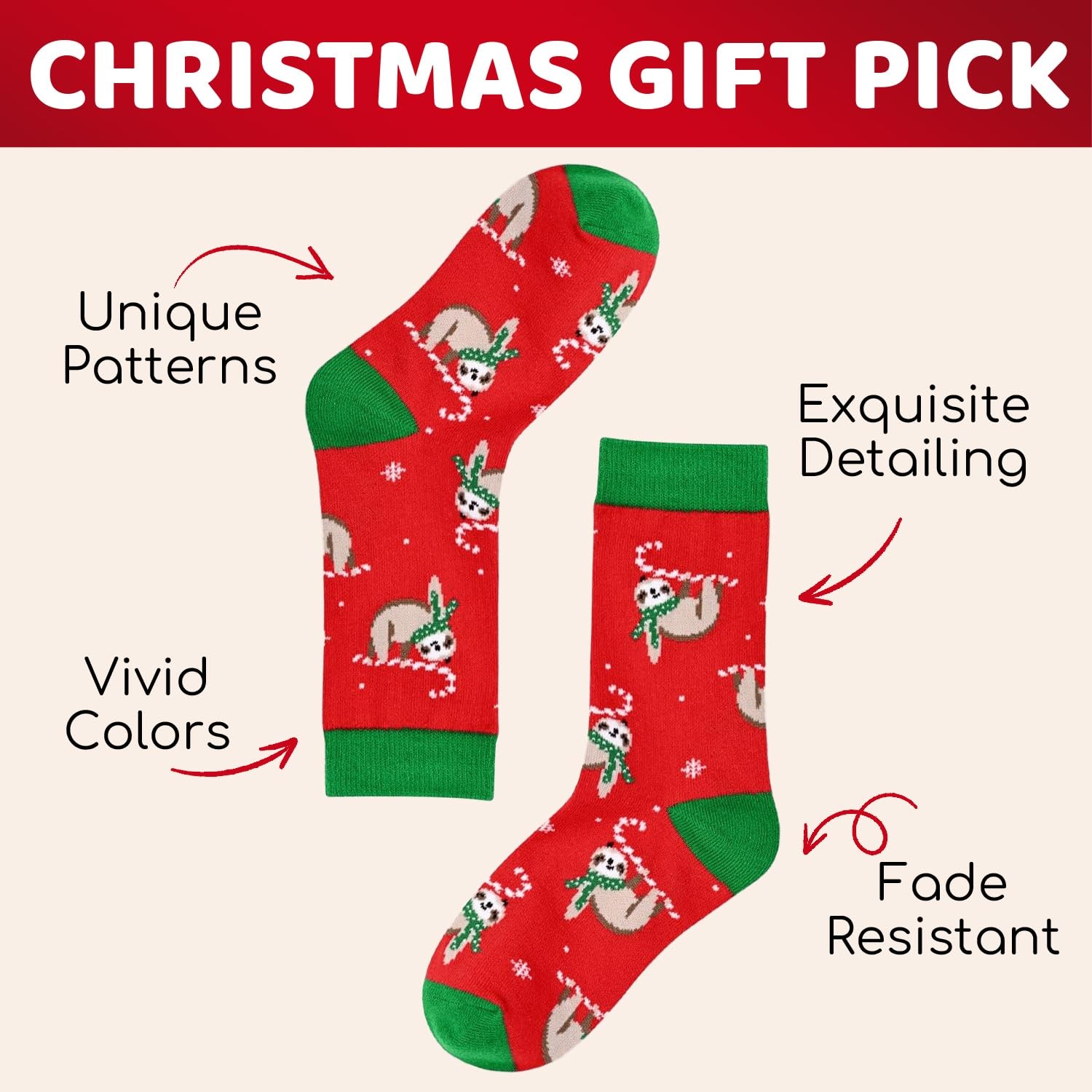 4 Pairs Kids Teens Christmas Socks Unisex Xmas Gift Adult Holiday Winter
