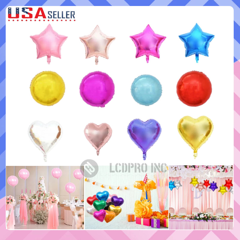 18″ Foil Star Heart Round Sphere Balloons Mylar Balloons Party Birthday Baby US