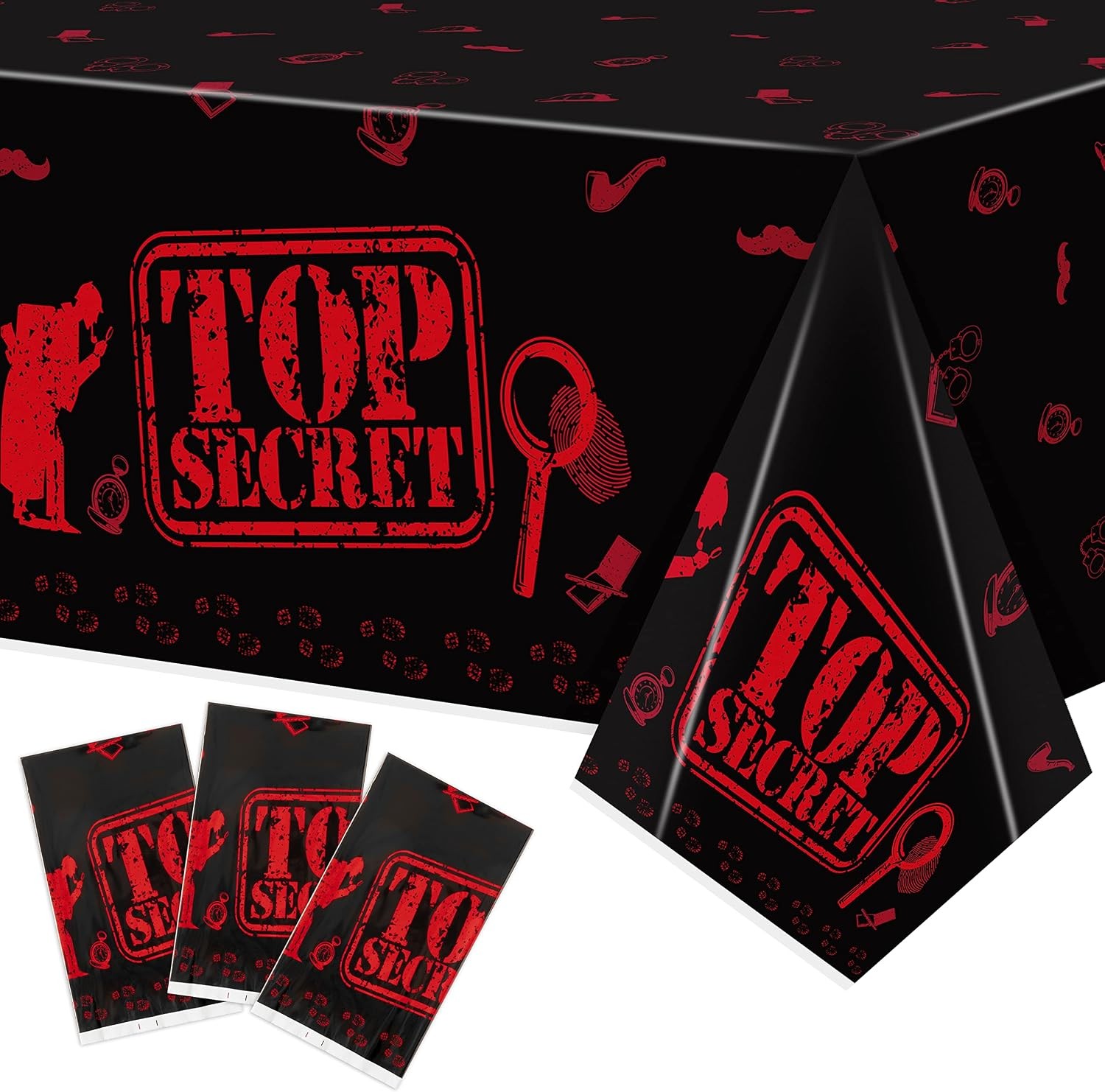 3PCS Spy Party Tablecloths for Kids Birthday Secret Agent Theme Table Covers Spy